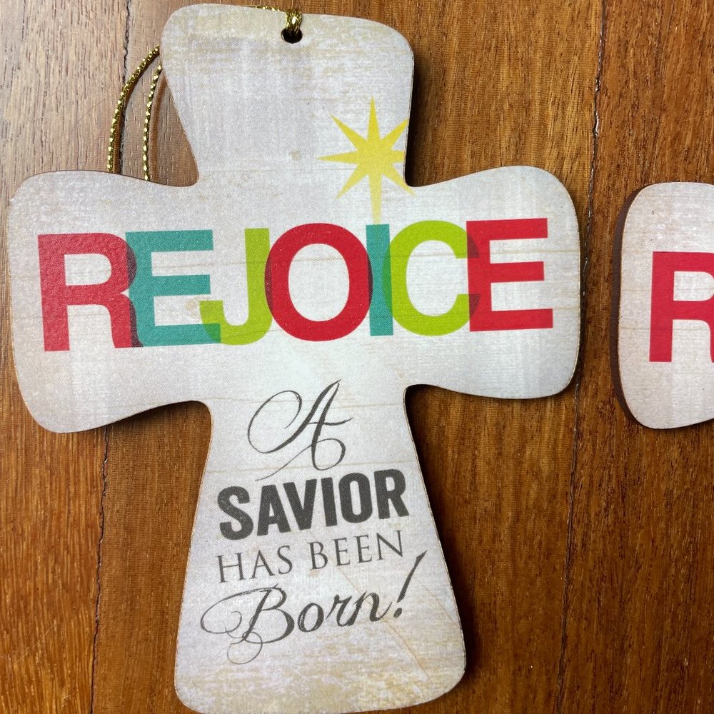 NEW Six (6) Wooden Christian Christmas Ornaments - Picture 2 of 4